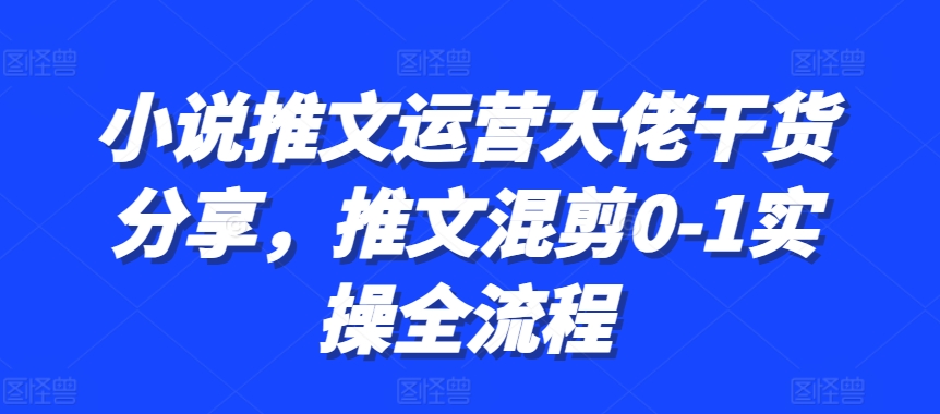 小说推文运营大佬干货分享，推文混剪0-1实操全流程-百盛轻创
