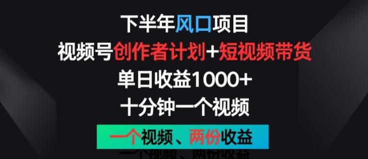 下半年风口项目，视频号创作者计划+视频带货，一个视频两份收益，十分钟一个视频【揭秘】-百盛轻创