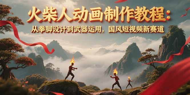 图片[1]-火柴人动画制作教程：从拳脚设计到武器运用，国风短视频新赛道-小艾项目网