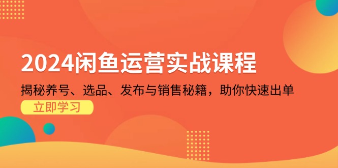 2024闲鱼运营实战课程：揭秘养号、选品、发布与销售秘籍，助你快速出单-小艾项目网