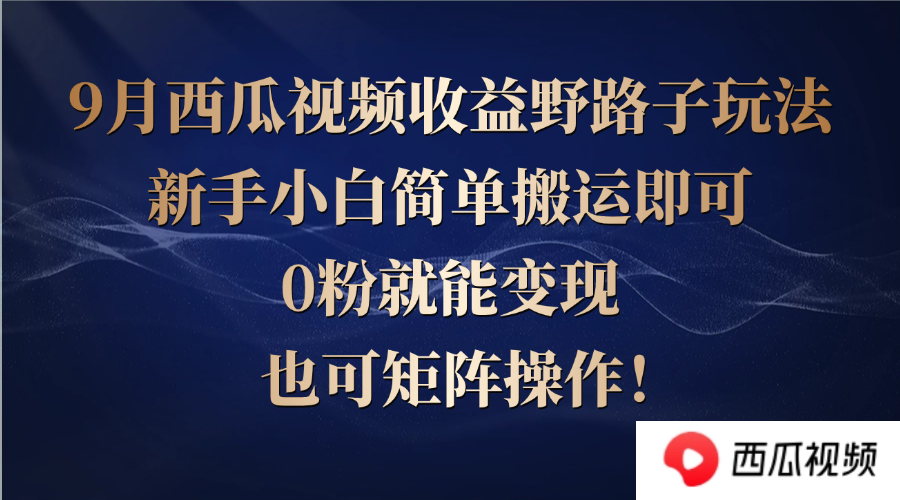 西瓜视频收益野路子玩法，新手小白简单搬运即可，0粉就能变现，也可矩…-百盛轻创