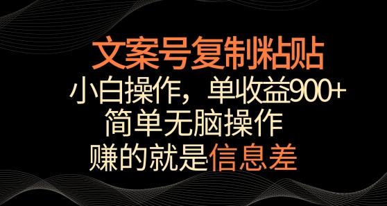 文案号掘金，简单复制粘贴，小白操作，单作品收益900+【揭秘】-百盛轻创