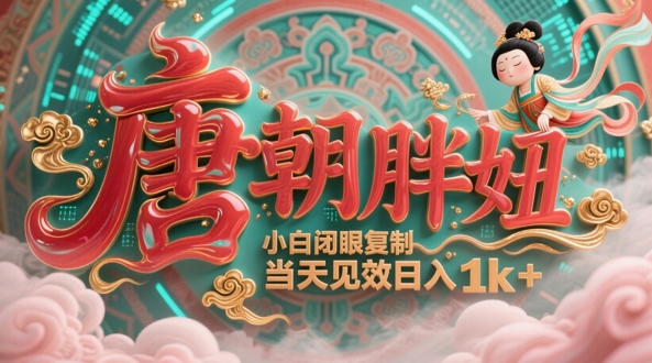 用AI克隆“唐朝胖妞”日更3条，平台疯狂推流，小白闭眼复制，当天见效，日入1k+-百盛轻创