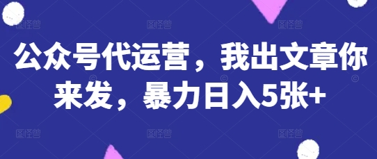 公众号代运营，我出文章你来发，暴力日入5张+【揭秘】-百盛轻创