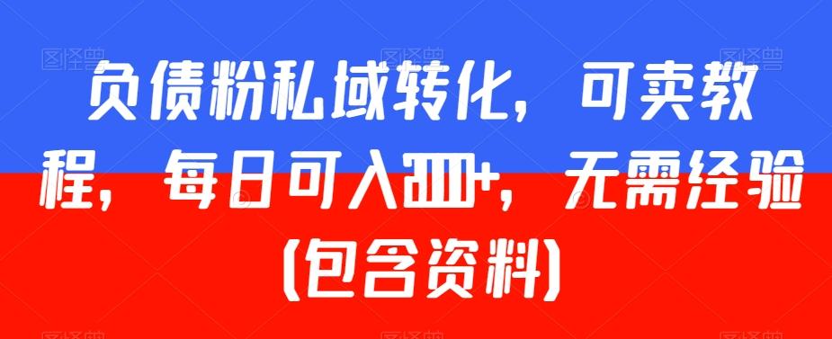 负债粉私域转化，可卖教程，每日可入2000+，无需经验（包含资料）【揭秘】-百盛轻创