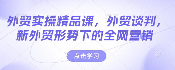 外贸实操精品课，外贸谈判，新外贸形势下的全网营销-小艾项目网