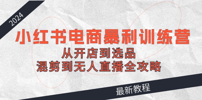 2024小红书电商暴利训练营：从开店到选品，混剪到无人直播全攻略-小艾项目网