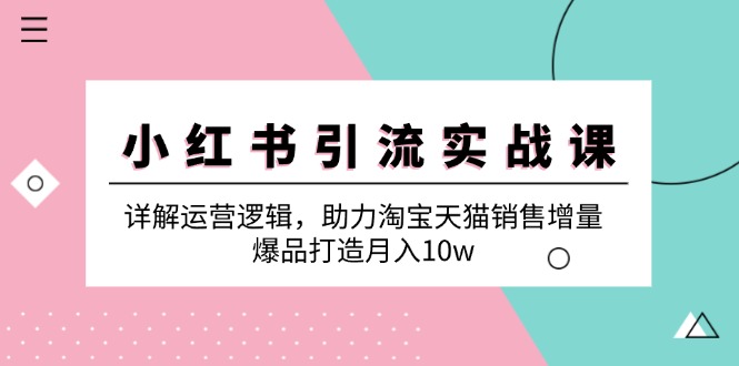 小红书引流实战课：详解运营逻辑，助力淘宝天猫销售增量，爆品打造月入10w-小艾项目网