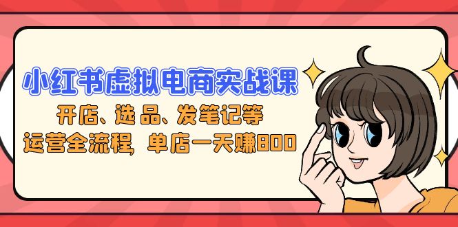 小红书虚拟电商实战课：开店、选品、发笔记等运营全流程，单店一天赚800-小艾项目网