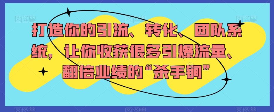 打造你的引流、转化、团队系统，让你收获很多引爆流量、翻倍业绩的“杀手锏”-小艾项目网