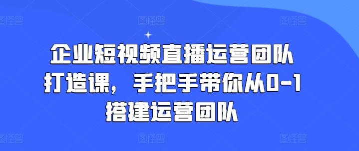企业短视频直播运营团队打造课，手把手带你从0-1搭建运营团队-百盛轻创
