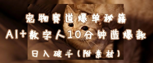 宠物赛道爆单秘籍：AI+数字人10分钟造爆款，日入1k-百盛轻创