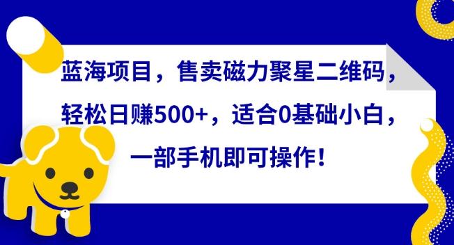 蓝海项目，售卖磁力聚星二维码，轻松日赚500+，适合0基础小白，一部手机即可操作【揭秘】-小艾项目网