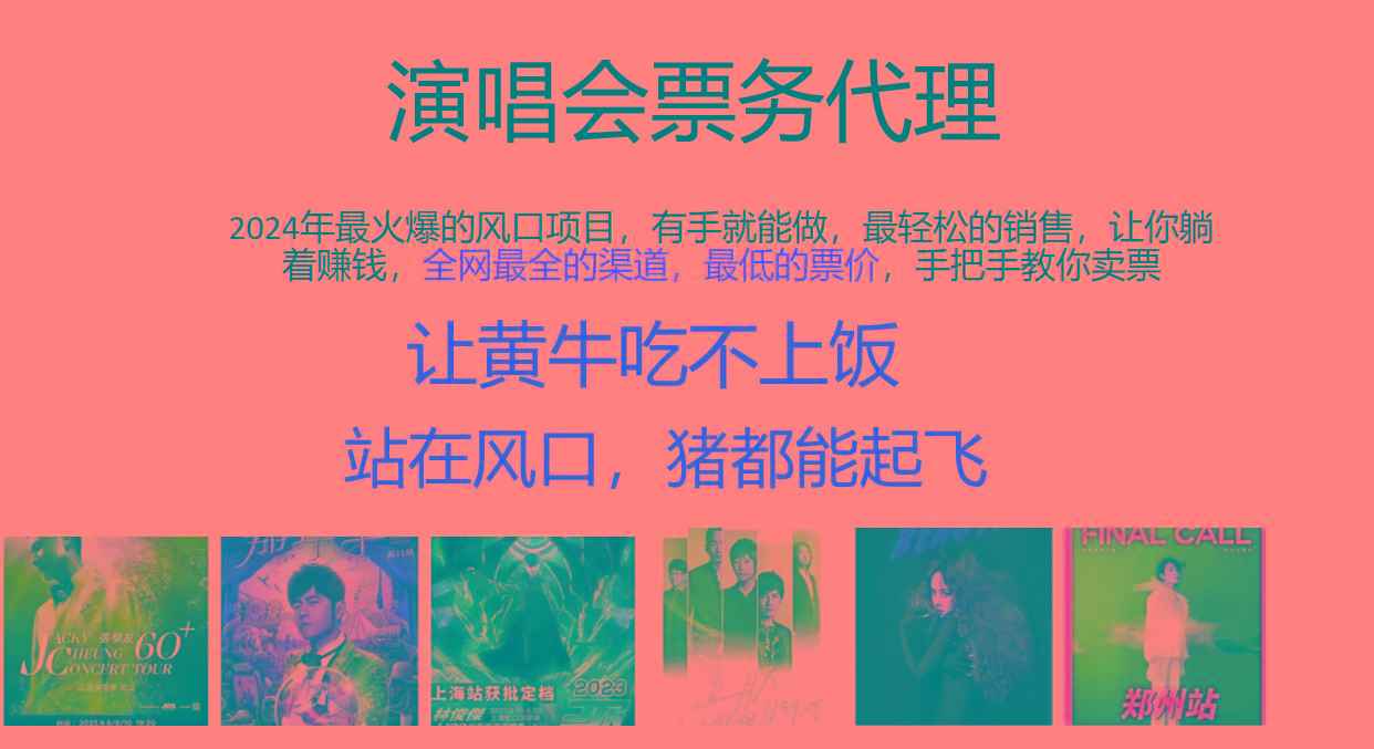 2024年最火爆风口项目，演唱会票务代理，日入2000+，一部手机就能搞定！-百盛轻创