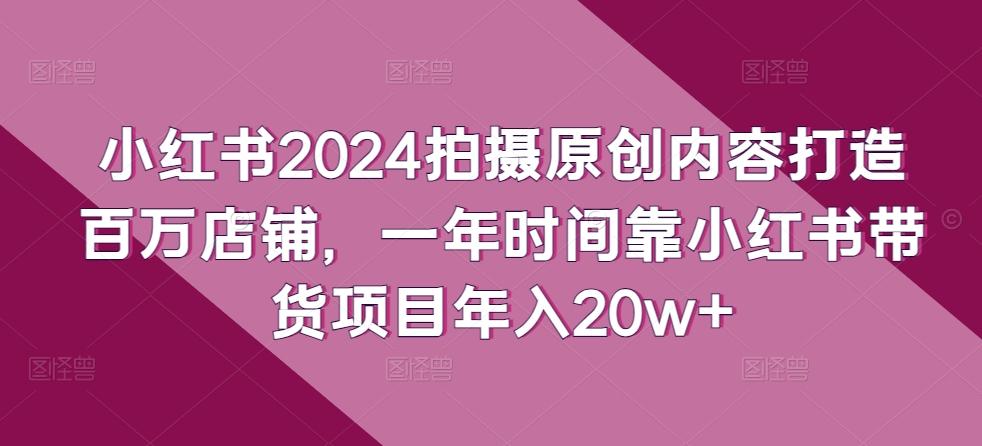 小红书2024拍摄原创内容打造百万店铺，一年时间靠小红书带货项目年入20w+-百盛轻创