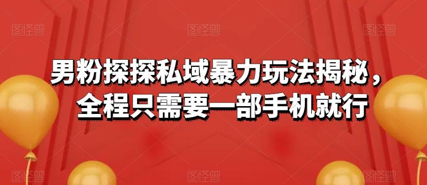 男粉探探私域暴力玩法揭秘，全程只需要一部手机就行-小艾项目网