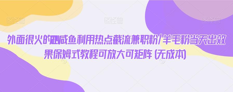 外面很火的2024咸鱼利用热点截流兼职粉/羊毛粉当天出效果保姆式教程可放大可矩阵(无成本)-百盛轻创