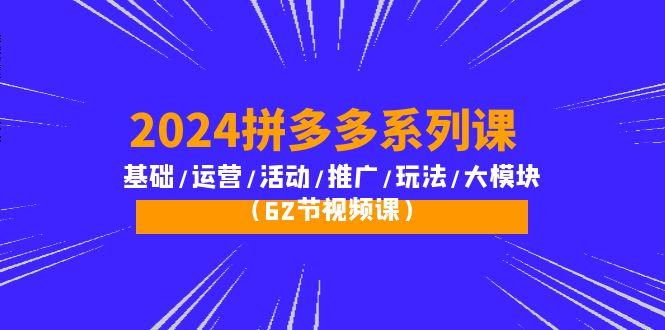 (10019期)2024拼多多系列课：基础/运营/活动/推广/玩法/大模块(62节视频课)-百盛轻创