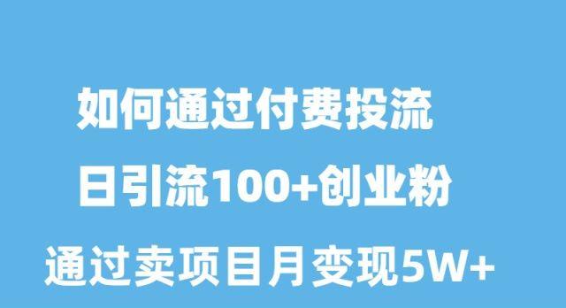 如何通过付费投流日引流100+创业粉月变现5W+-小艾项目网