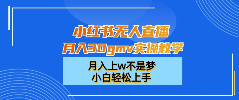 小红书无人直播月入30gmv实操教学，月入上w不是梦，小白轻松上手【揭秘】-百盛轻创