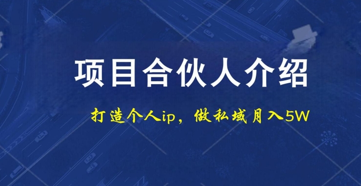 项目合伙人项目，打造个人IP，做私域月入5W，小白勿扰-百盛轻创