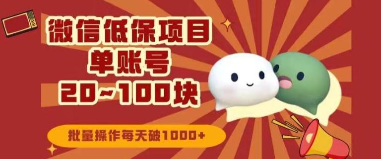 微信领低保单账号20元-100元，批量操作每天破1000+-百盛轻创