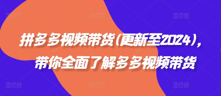 拼多多视频带货(更新至2024)，带你全面了解多多视频带货-百盛轻创