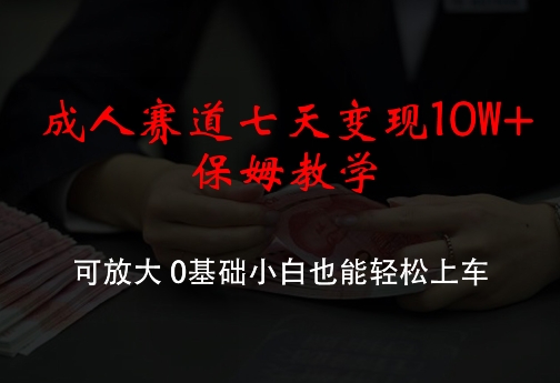 成人赛道七天变现10W+保姆教学，可放大，0基础小白也能轻松上车【揭秘】-百盛轻创
