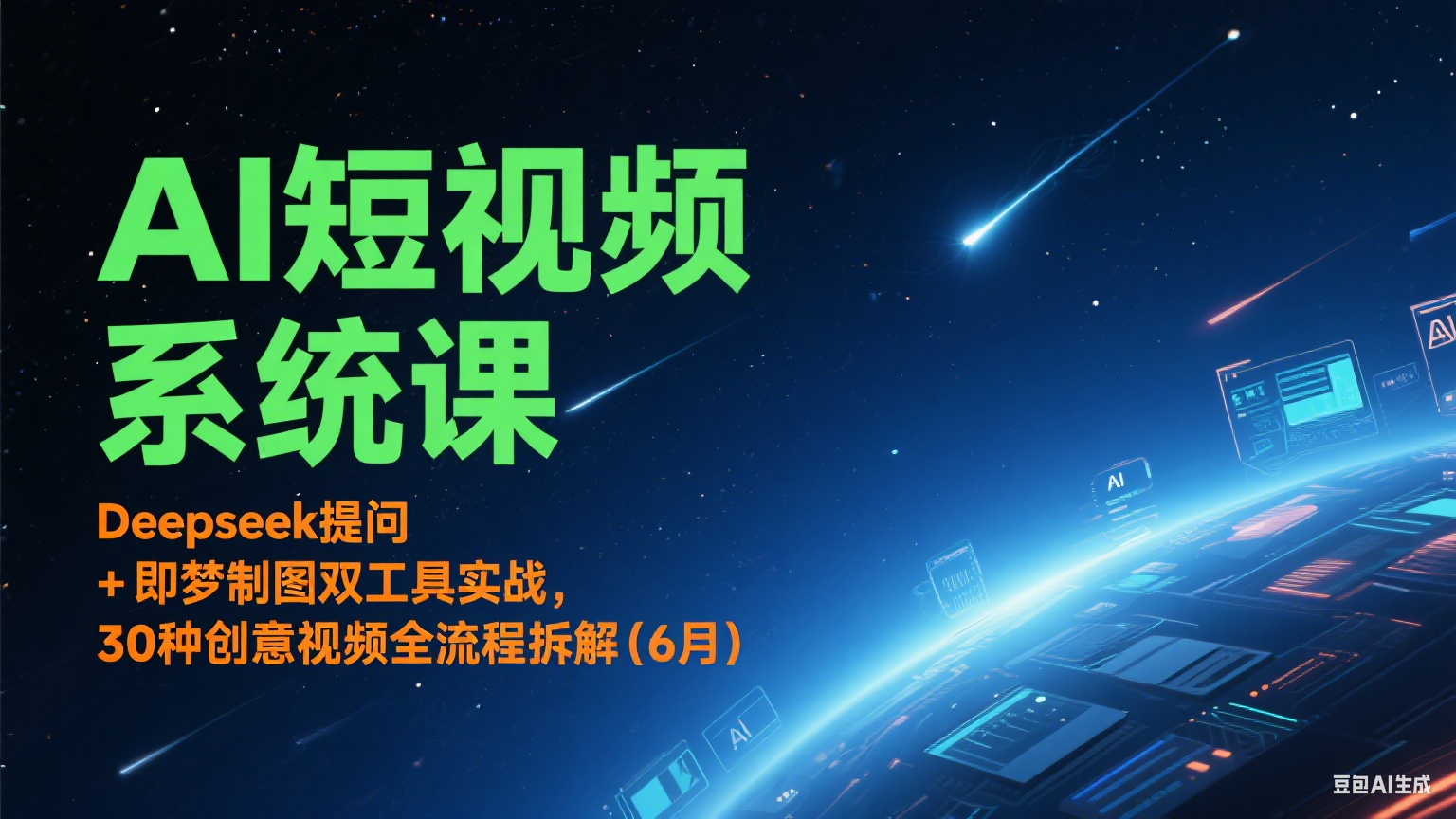 AI短视频系统课：Deepseek提问 + 即梦制图双工具实战，30种创意视频全流程拆解(6月)-百盛轻创