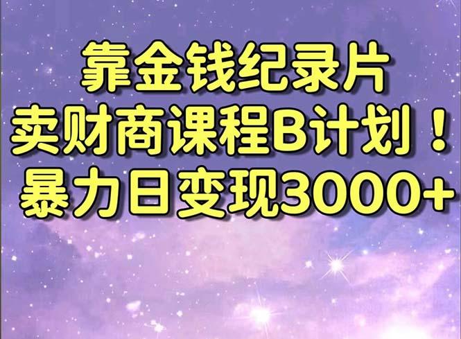 靠金钱纪录片卖财商课程B计划！暴力日变现3000+，喂饭式干货教程！-百盛轻创