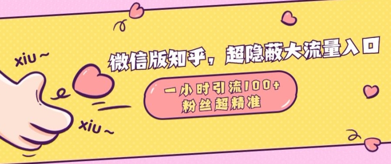 微信版知乎，超隐蔽流量入口1小时引流100人，粉丝质量超高【揭秘】-百盛轻创