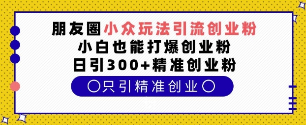 朋友圈小众玩法引流创业粉，小白也能打爆创业粉，日引300+精准创业粉【揭秘】-百盛轻创