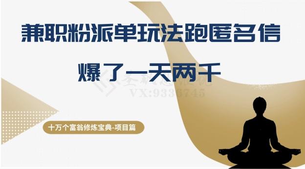 十万个富翁修炼宝典之6.兼职粉派单玩法跑匿名信，爆了一天两千-小艾项目网