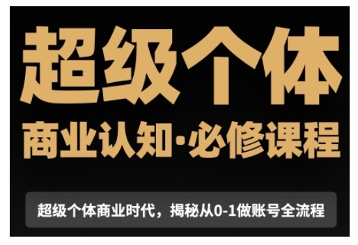 超级个体商业认知觉醒视频课，商业认知·必修课程揭秘从0-1账号全流程-百盛轻创