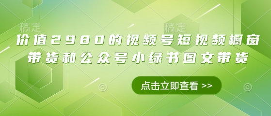 价值2980的视频号短视频橱窗带货和公众号小绿书图文带货-百盛轻创