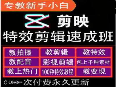 剪映特效教程和运营变现教程，特效剪辑速成班，专教新手小白-百盛轻创