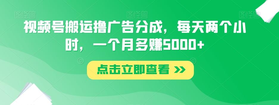 视频号搬运撸广告分成，每天两个小时，一个月多赚5000+-小艾项目网