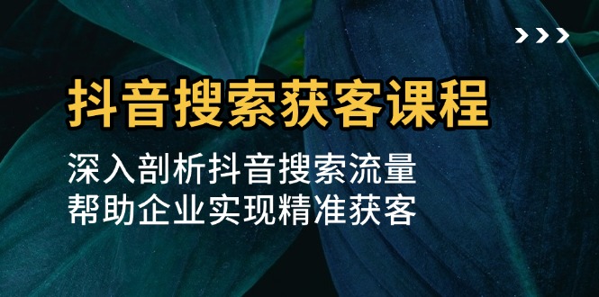 抖音搜索获客课程：深入剖析抖音搜索流量，帮助企业实现精准获客-百盛轻创