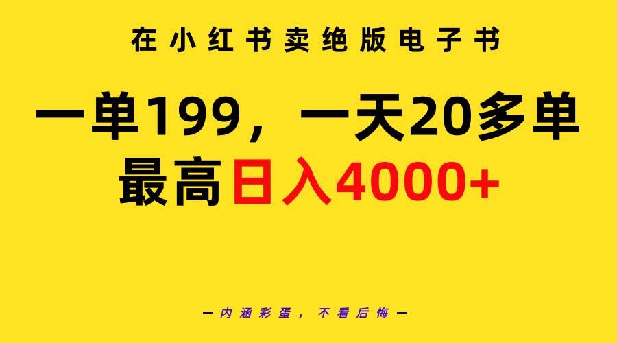 (9401期)在小红书卖绝版电子书，一单199 一天最多搞20多单，最高日入4000+教程+资料-百盛轻创