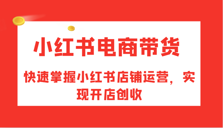 小红书电商带货，快速掌握小红书店铺运营，实现开店创收-百盛轻创
