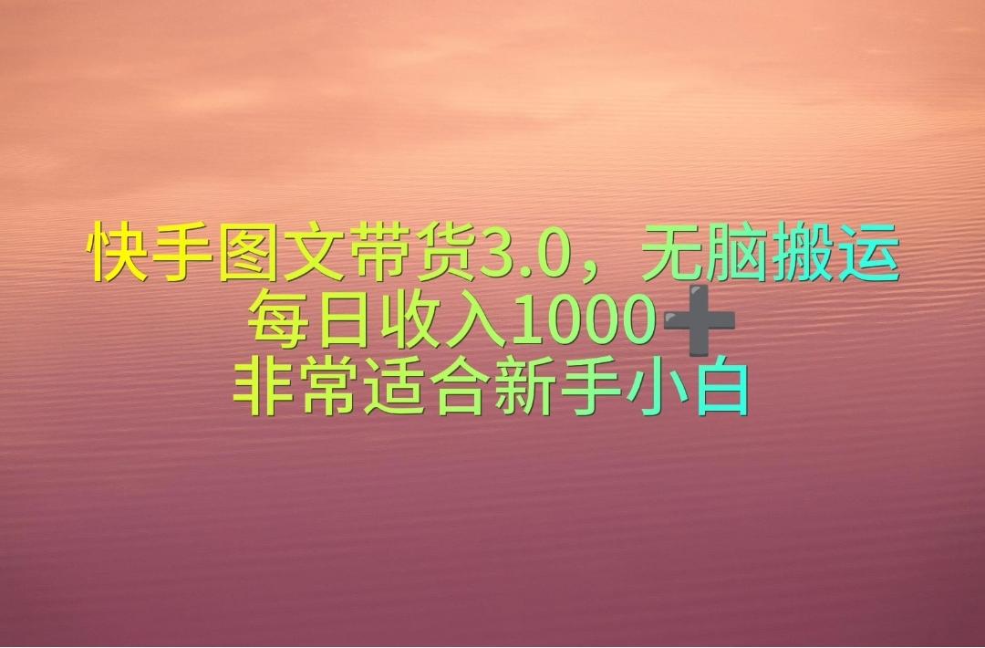 快手图文带货3.0，无脑搬运，每日收入1000＋，非常适合新手小白-小艾项目网