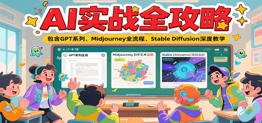 AI实战全攻略，包含GPT系列、Midjourney全流程、Stable Diffusion深度教学-百盛轻创