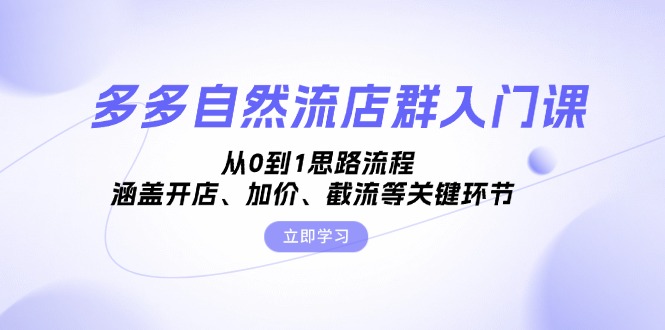 多多自然流店群入门课，从0到1思路流程，涵盖开店、加价、截流等关键环节-百盛轻创