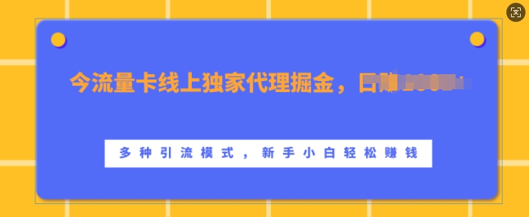 流量卡线上独家代理掘金，日入1k+ ，多种引流模式，新手小白轻松上手【揭秘】-百盛轻创