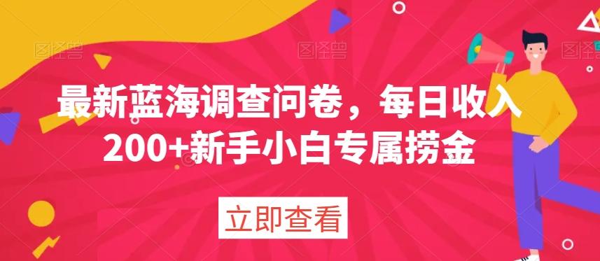最新蓝海调查问卷，每日收入200+新手小白专属捞金-小艾项目网