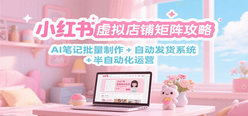 小红书虚拟店铺矩阵攻略：AI笔记批量制作 + 自动发货系统 + 半自动化运营-小艾项目网