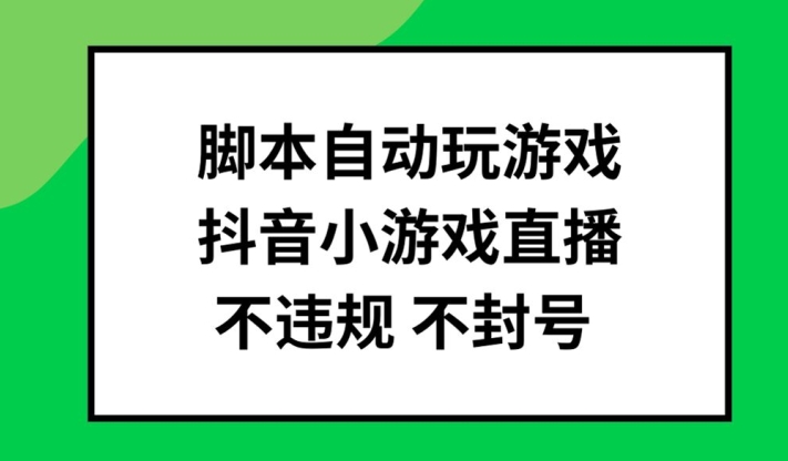 脚本自动玩游戏，抖音小游戏直播，不违规不封号可批量做【揭秘】-百盛轻创