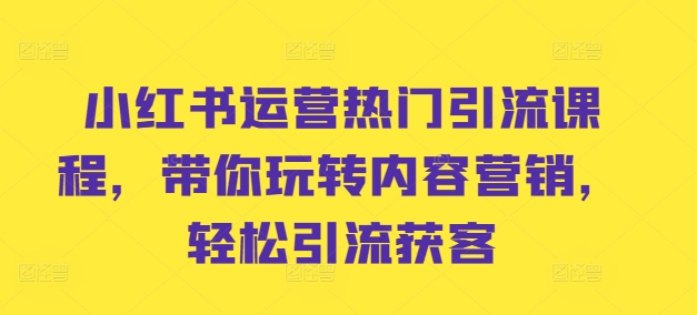 小红书运营热门引流课程，带你玩转内容营销，轻松引流获客-百盛轻创