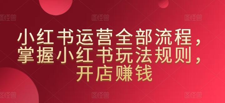 小红书运营全部流程，掌握小红书玩法规则，开店赚钱-百盛轻创