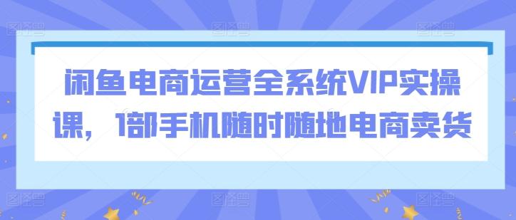 闲鱼电商运营全系统VIP实操课，1部手机随时随地电商卖货-百盛轻创
